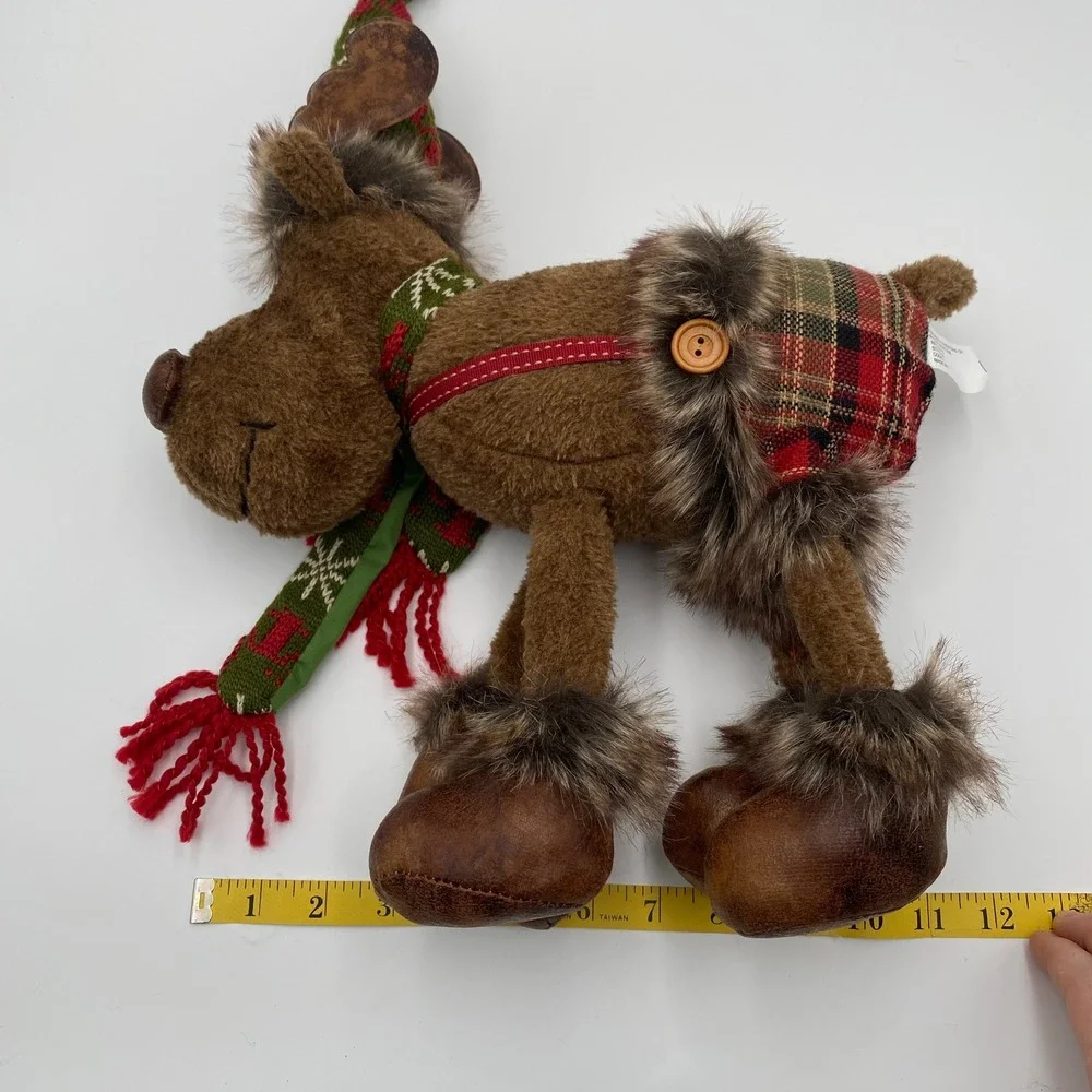 Christmas Plush Standing‎ Reindeer Moose with Hat & Scarf Holiday Decoration